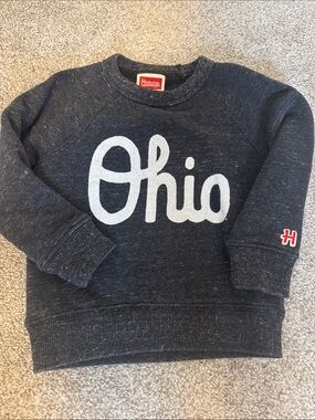 HOMAGE Kids Grey Heather Ohio Script Sweatshirt with White Logo